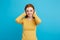 Lifestyle concept - Close up Portrait young beautiful attractive ginger red hair girl playing with her hair with shyness