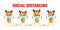 Lifestyle concept and social distancing, Christmas cartoon character. group of reindeer with surgical mask protect coronavirus