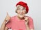 Lifestyle, emotion  and people concept: funny grandmother with fake glasses, laughs and ready for party