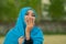 Lifestyle isolated portrait of young beautiful and happy Asian woman in hijab muslim head scarf laughing shy and playful having fu
