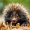 lifestyle photo closeup of porcupine loking at camera - AI MidJourney