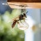 lifestyle photo closeup potter wasp flying near feeder - AI MidJourney