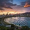 lifestyle photo honolulu sunset looking from Magic island from high altitude