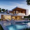 lifestyle photo modern house with pool