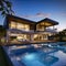 lifestyle photo modern house with pool