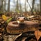 lifestyle photo a north copperhead snake on a forest floor - AI MidJourney