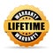 Lifetime warranty gold vector icon