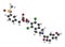 Lifitegrast drug molecule. Used in the treatment of keratoconjunctivitis sicca. 3D rendering. Atoms are represented as spheres