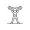 Lift barbell line icon concept. Lift barbell vector linear illustration, symbol, sign