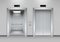 Lift doors building. Business office facade interior realistic closing opening doors elevator chrome metal buttons