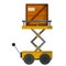 Lift on wheels. Warehouse cart. Storage element. Wooden box and crate