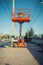 Lifting boom lift in construction site., Lifting equipment