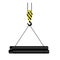 Lifting hook used in construction and moving loads on a white background, with iron pipes. Isolated. With black and yellow stripes