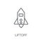 Liftoff linear icon. Modern outline Liftoff logo concept on whit