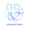 Ligament tears, foot tendon rupture concept icon
