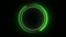 Light animation . Neon green, blinking and glowing circle, frame , on a black background.