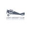 Light aviation emblem with retro airplane, biplane side view, propeller aircraft logo, vector