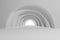 Light background arch tunnel with glowing architectural elements 3d illustration