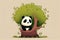 on a light background panda sits near a tree children\\\'s stylization minimalism Generative AI