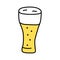 Light beer glass with froth yellow color icon. Traditional alcohol beverage, foamy ale, lager pint isolated vector