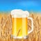 Light beer mug on sunny summer field