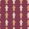 Light and beige colored gingerbread man cookie silhouettes seamless pattern. Maroon background. Winter tasty print