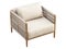 Light beige fabric lounge chair with pillow. 3d render