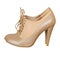 Light beige high heels with lace.Fashion shoes isolated.