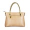 Light beige women`s leather bag with gold handles