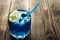 Light blue alcoholic drink curacao liqueur