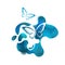 light blue Blob and butterfly. Vector illustration. Abstract grunge decoration. Vector illustration.