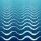 Light blue and blue decorative cartoon waves on a blue gradient background. Vintage decorative element. Shining wavy sea