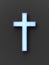 Light blue christian cross on a grey background