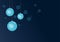 Light Blue Christmas balls on dark Blue Winter background with snowflakes. Vector EPS 10 cmyk