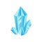 Light blue crystal, precious gemstone or semiprecious stone vector Illustration on a white background
