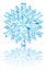 Light blue crystal snowflake on glossy white background