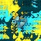 Light blue, dark blue and yellow random fractal pattern, abstract 3d background. 3d rendering, 3d illustration