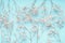 Light blue floral background with white Gypsophila flowers. Babys-breath flowers pattern on pastel blue