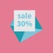 Light blue open envelope and percent sale discount