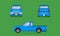 Light blue pickup truck cab car front side back view transport vector illustration eps10