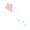 Light blue and pink kite with rope and bows, child`s toy, simple flat style vector illstration