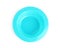 Light blue plastic baby plate isolated, top view. First food