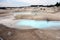 Light blue pools of volcanic water in wyoming