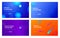Light Blue Purple Orange Abstract Geometric Line Shape Landing Page Background Set. Digital Motion Gradient Pattern
