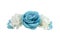 Light Blue Rose Flower Crown Front View isolated on white background with clipping paths