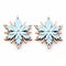 Light Blue Star Snowflake Wood Earrings - Luminous 3d Objects