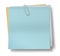 Light blue sticky note paper with paper clip isola