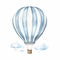 Light Blue Striped Hot Air Balloon Watercolor Tablecloth Print