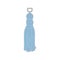 Light blue textile tassel with flowing rope skirt and metal suspension cord.