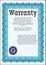 Light blue Warranty Certificate template. Artistry design.  Printer friendly.  Detailed